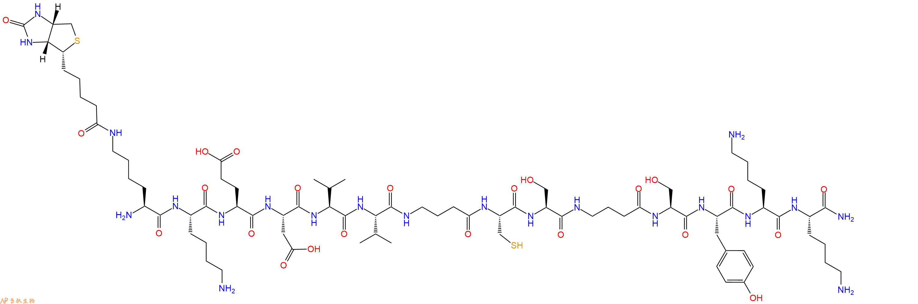 專肽生物產(chǎn)品Lys(Biotin)-Lys-Glu-Asp-Val-Val-Abu-Cys-Ser-Abu-Se