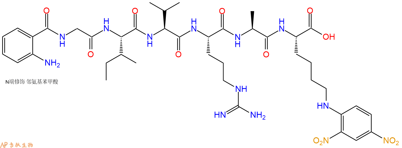 專肽生物產(chǎn)品六肽Abz-Gly-Ile-Val-Arg-Ala-Lys(Dnp)827044-38-2