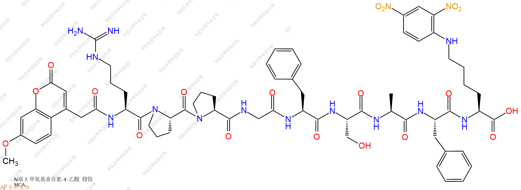 專肽生物產(chǎn)品基質(zhì)金屬蛋白酶MMP FRET Substrate V、緩激肽Mca-(Ala?,Lys(Dnp)?323577-36-2