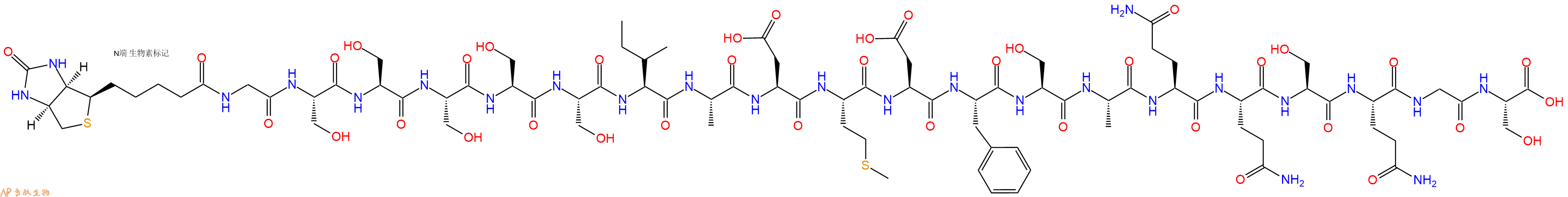 專肽生物產(chǎn)品生物素標(biāo)記肽Biotin-GSSSSSIADMDFSAQQSQGS