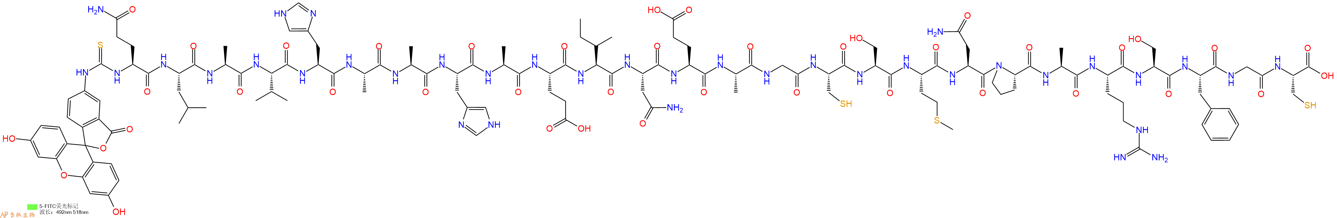 專肽生物產(chǎn)品二十六肽Fitc-QLAVHAAHAEINEAGCSMNPARSFGC