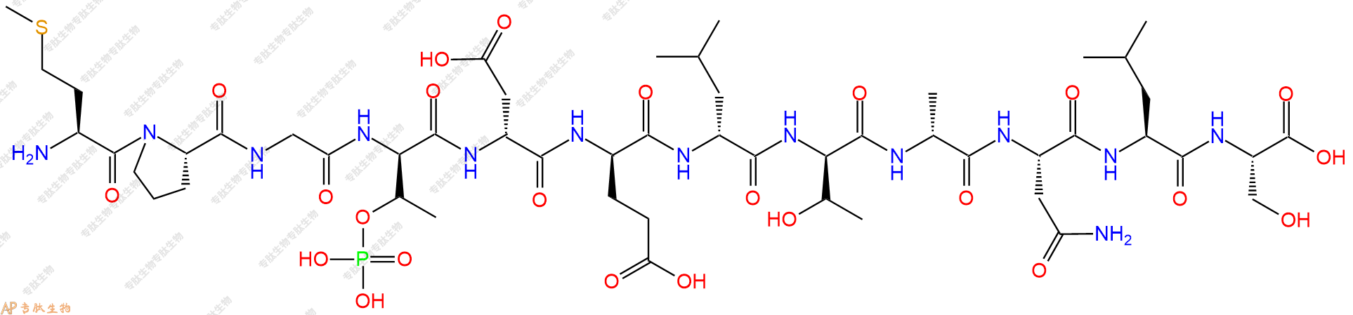 專肽生物產(chǎn)品Met-Pro-Gly-DThr(PO3H2)-DAsp-DGlu-DLeu-DThr-DA