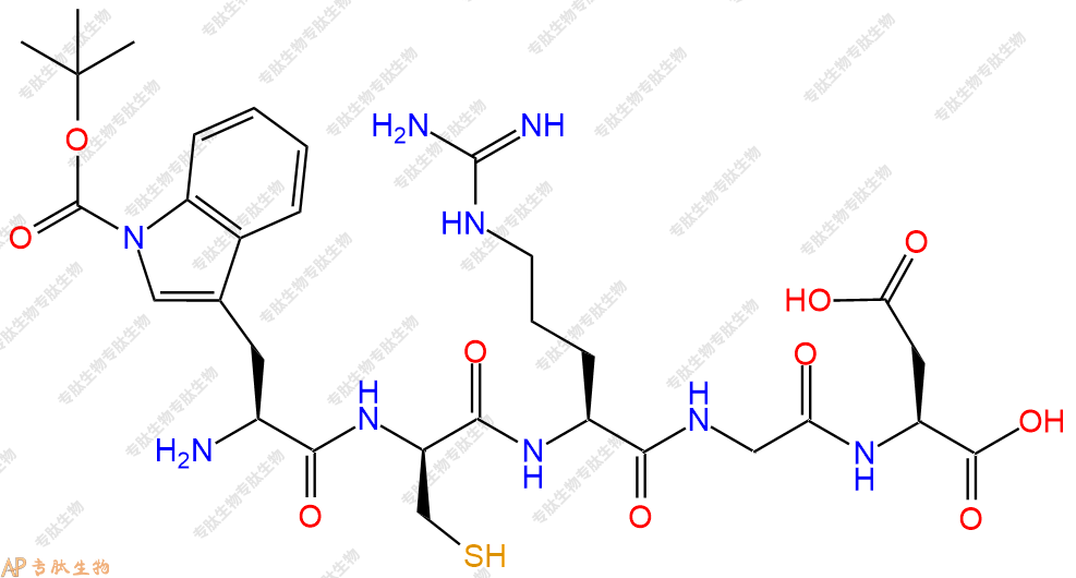 專肽生物產(chǎn)品五肽Trp(Boc)-DCys-Arg-Gly-Asp