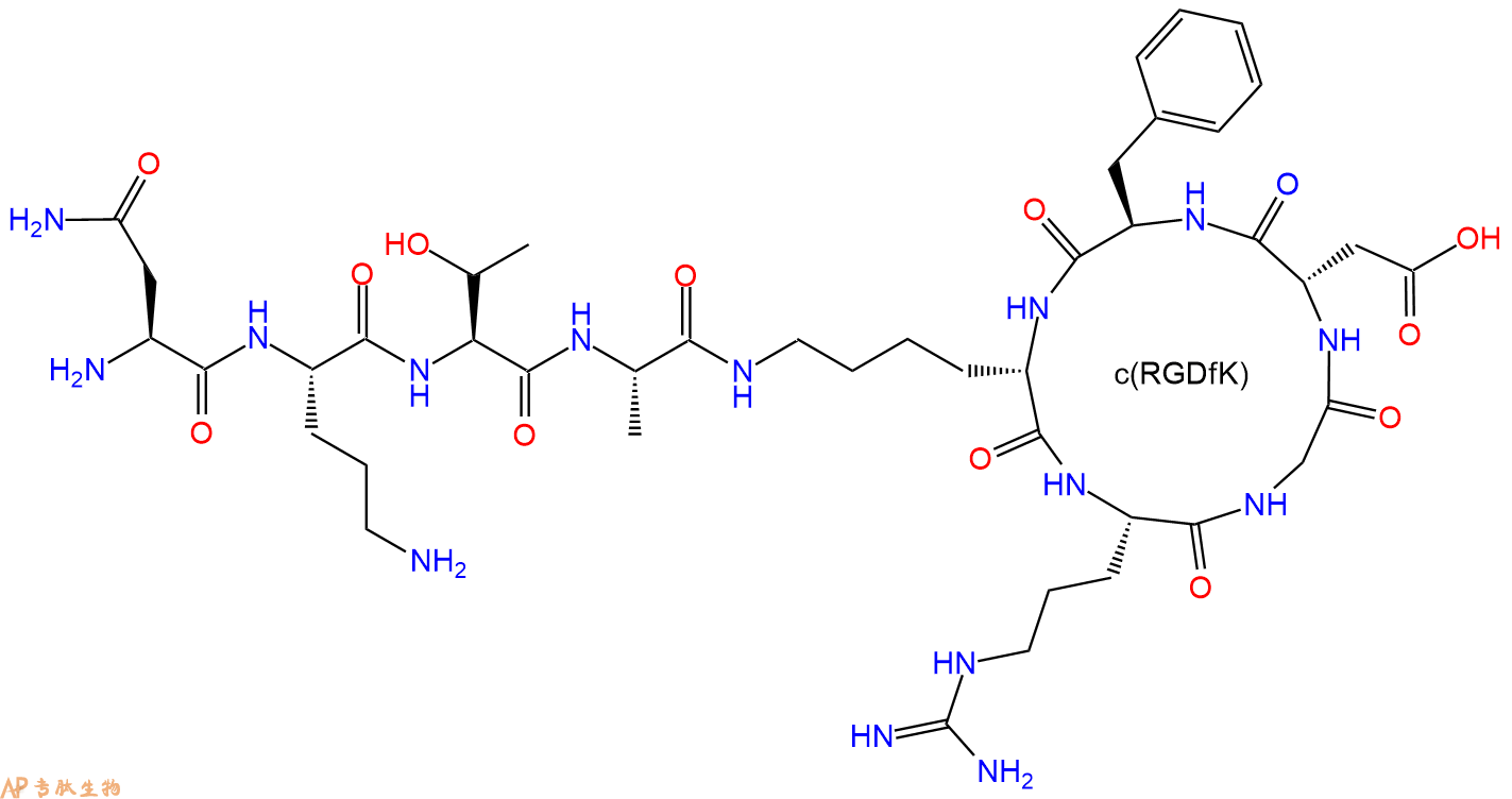 專肽生物產(chǎn)品四肽+RGD環(huán)肽：Asn-Orn-Thr-Ala-c(RGDfK)