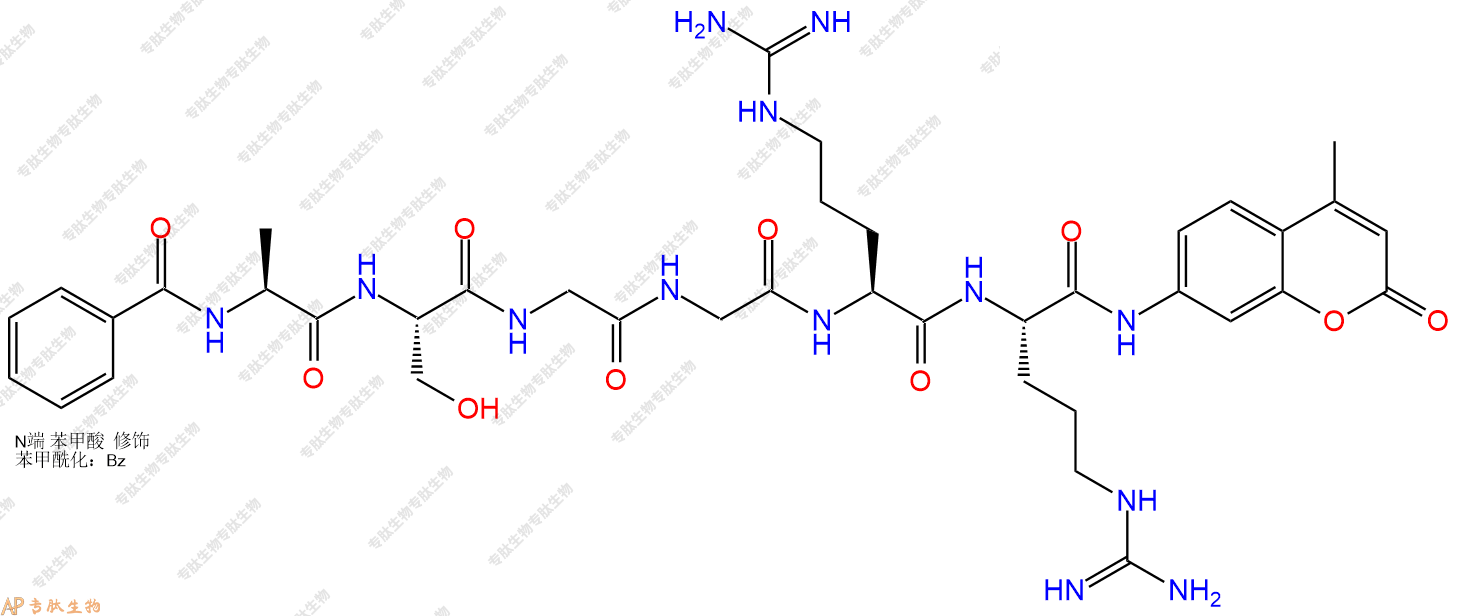 專肽生物產(chǎn)品Bz-Ala-Ser-Gly-Gly-Arg-Arg-AMC