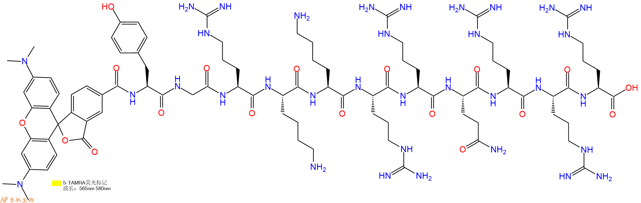 專肽生物產(chǎn)品細(xì)胞穿膜肽TAT (47-57), TAMRA-labeled1802078-82-6
