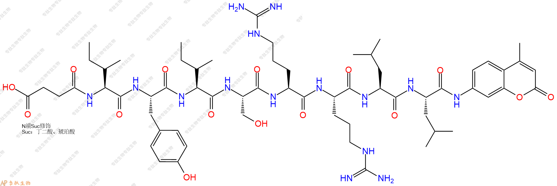 專肽生物產(chǎn)品Suc-Ile-Tyr-Ile-Ser-Arg-Arg-Leu-Leu-AMC