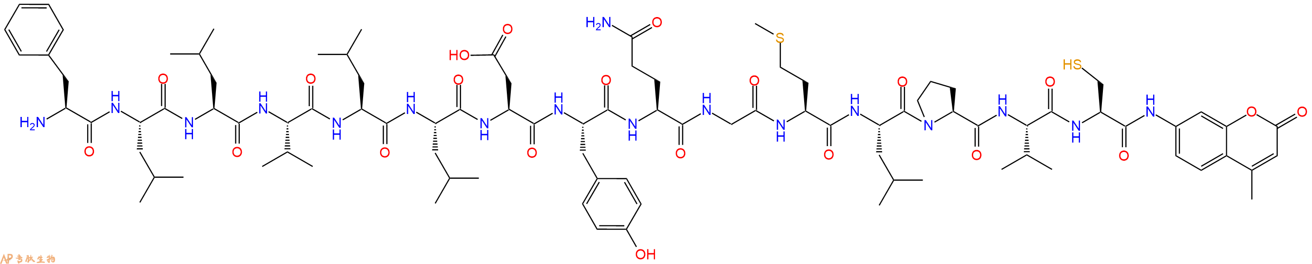 專肽生物產(chǎn)品H2N-Phe-Leu-Leu-Val-Leu-Leu-Asp-Tyr-Gln-Gly-Met-Le