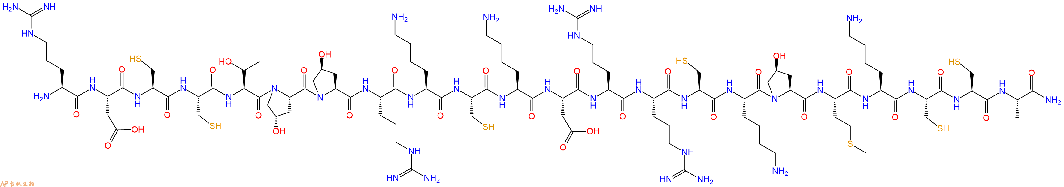 專肽生物產品H2N-Arg-Asp-Cys-Cys-Thr-Hyp-Hyp-Arg-Lys-Cys-Lys-As