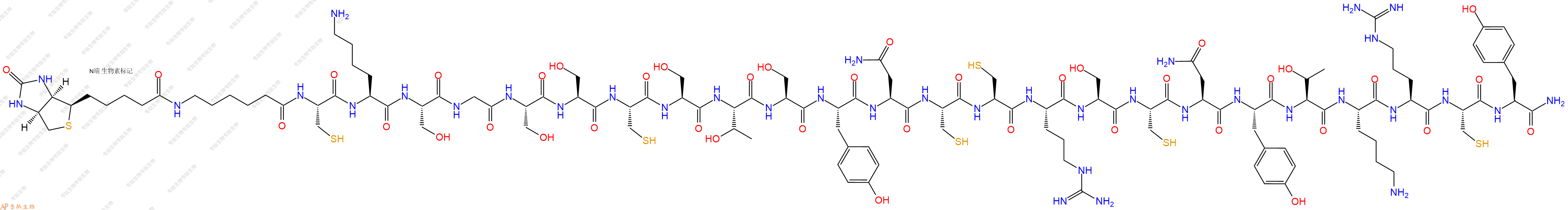 專肽生物產(chǎn)品Biotin-Ahx-Cys-Lys-Ser-Gly-Ser-Ser-Cys-Ser-Thr-Ser