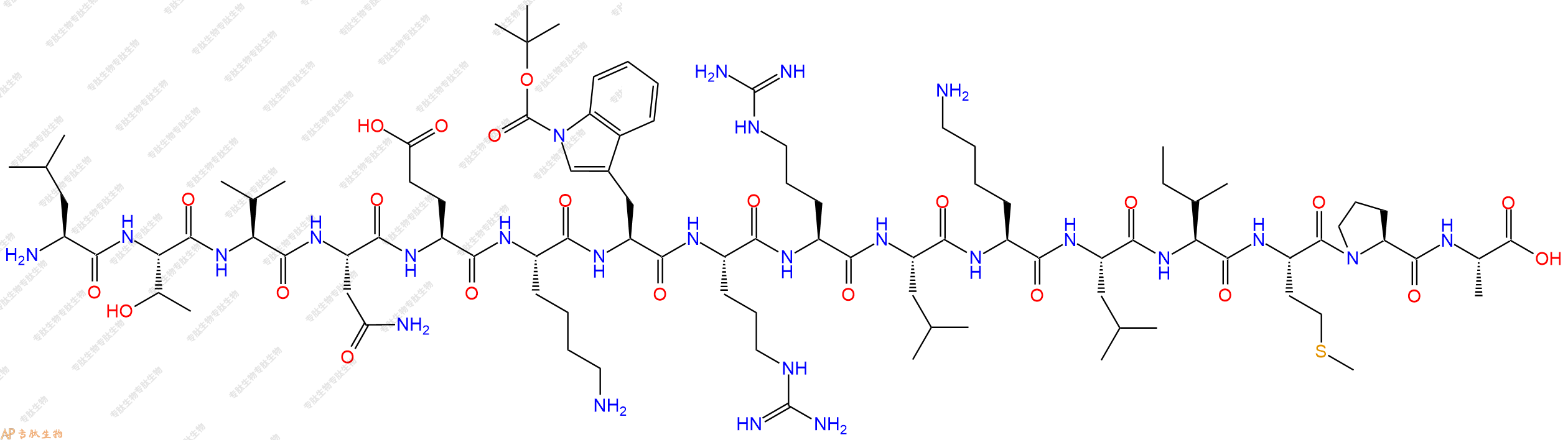 專肽生物產(chǎn)品H2N-Leu-Thr-Val-Asn-Glu-Lys-Trp(Boc)-Arg-Arg-Leu-L