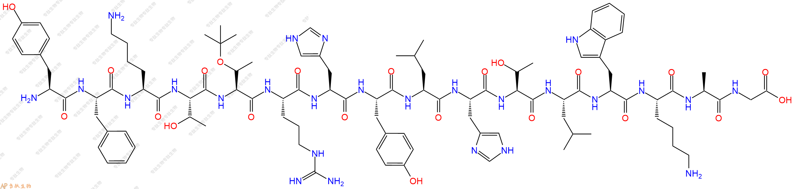 專肽生物產(chǎn)品H2N-Tyr-Phe-Lys-Thr-Thr(tBu)-Arg-His-Tyr-Leu-His-T