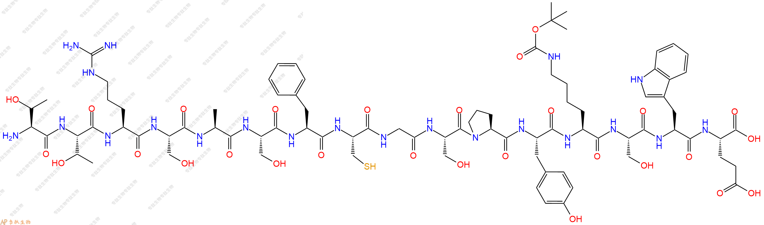 專肽生物產(chǎn)品H2N-Thr-Thr-Arg-Ser-Ala-Ser-Phe-Cys-Gly-Ser-Pro-Ty