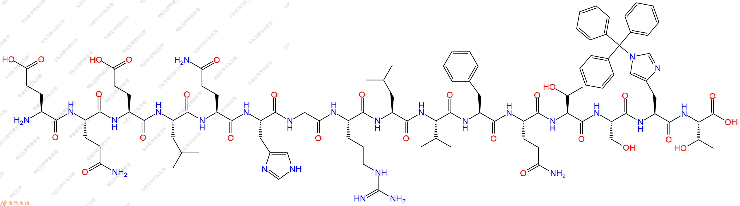 專肽生物產(chǎn)品H2N-Glu-Gln-Glu-Leu-Gln-His-Gly-Arg-Leu-Val-Phe-Gl