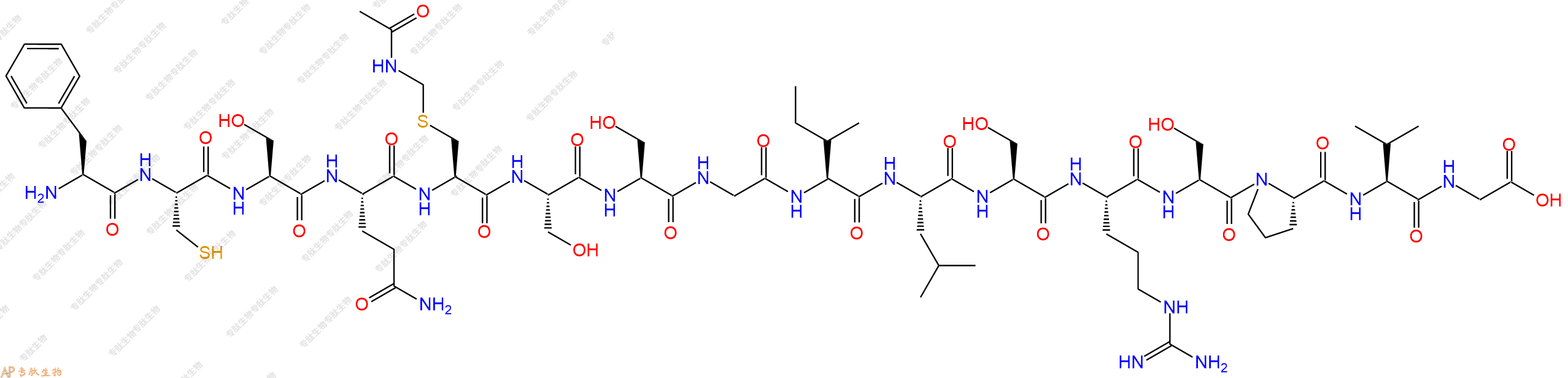 專肽生物產(chǎn)品H2N-Phe-Cys-Ser-Gln-Cys(Acm)-Ser-Ser-Gly-Ile-Leu-S