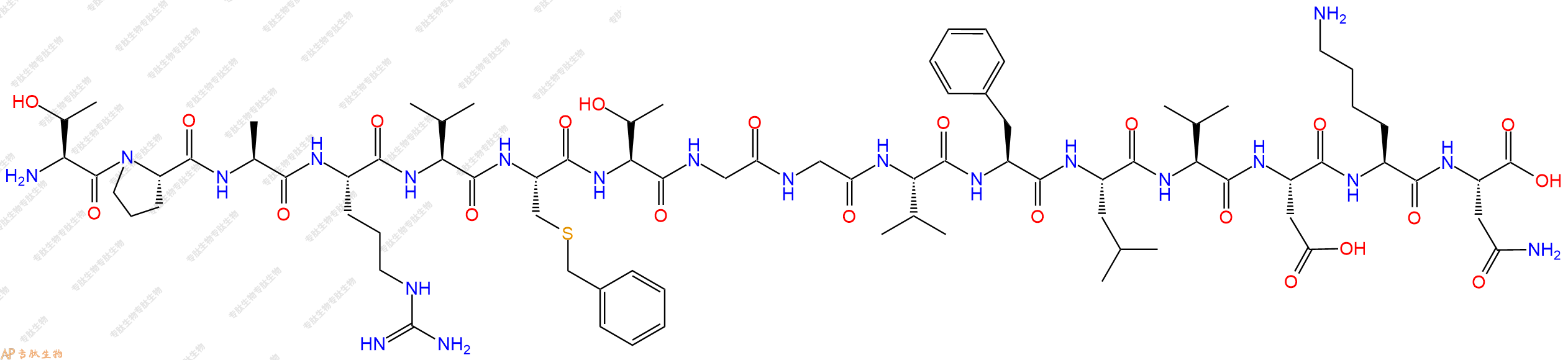 專肽生物產(chǎn)品H2N-Thr-Pro-Ala-Arg-Val-Cys(Bzl)-Thr-Gly-Gly-Val-P