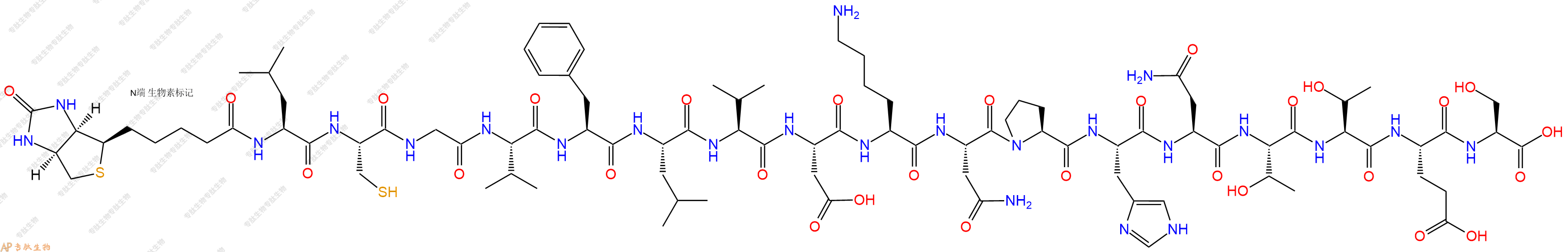 專肽生物產(chǎn)品Biotin-Leu-Cys-Gly-Val-Phe-Leu-Val-Asp-Lys-Asn-Pro