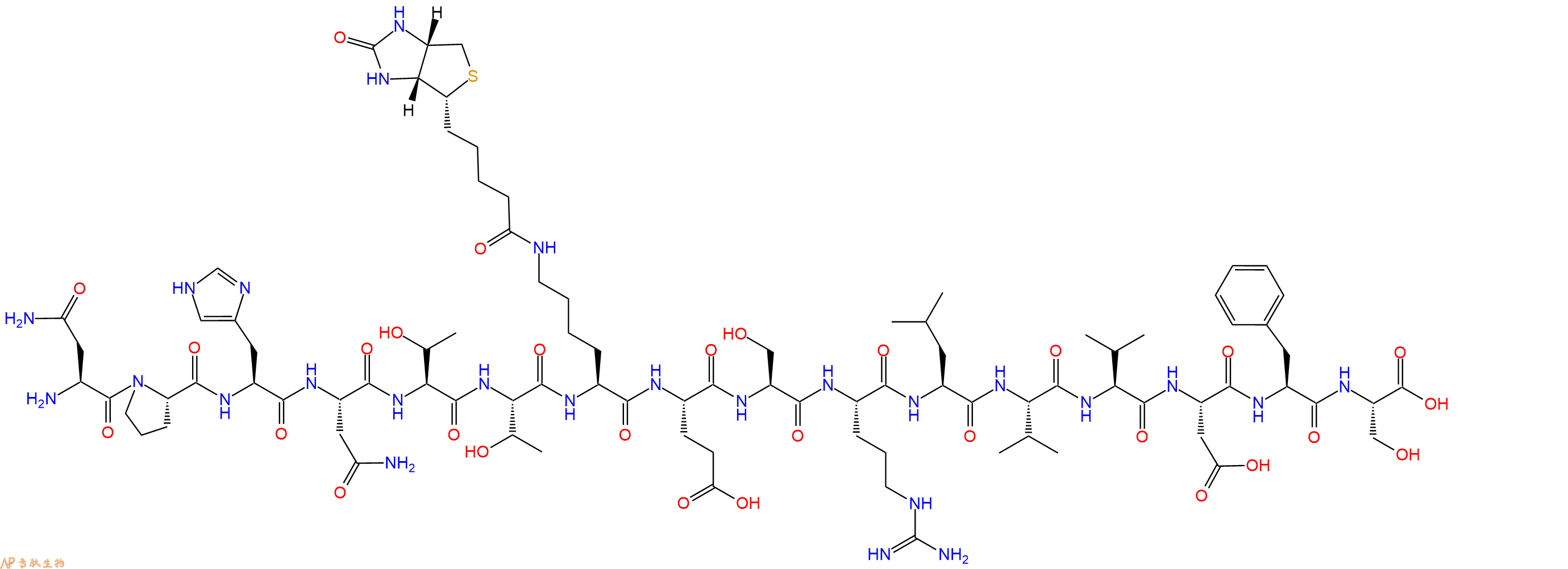 專肽生物產(chǎn)品H2N-Asn-Pro-His-Asn-Thr-Thr-Lys(Biotin)-Glu-Ser-Ar