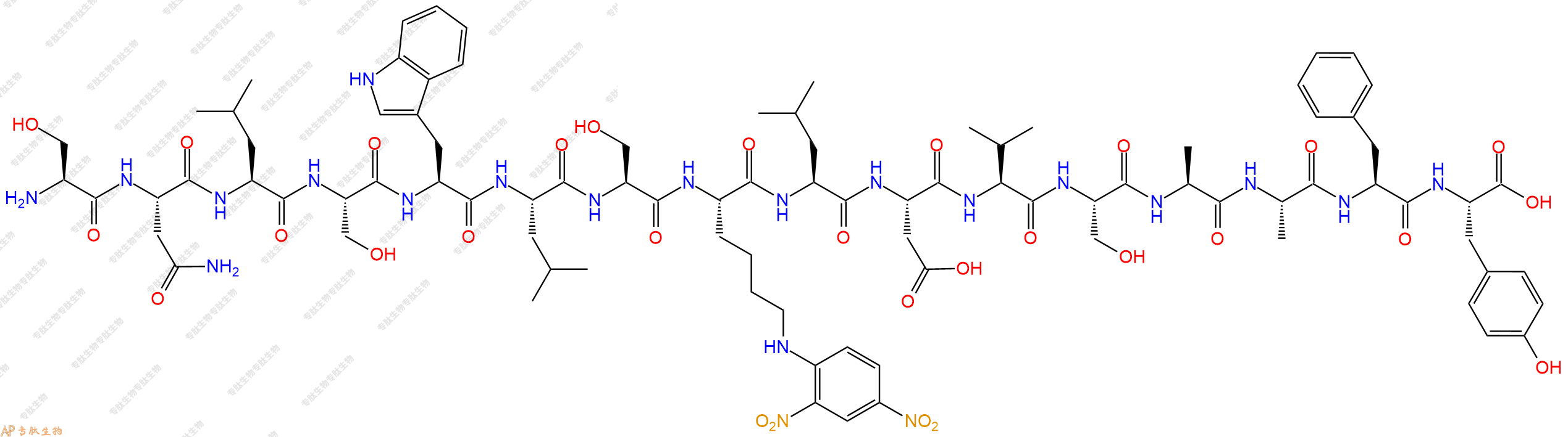 專肽生物產(chǎn)品H2N-Ser-Asn-Leu-Ser-Trp-Leu-Ser-Lys(Dnp)-Leu-Asp-V