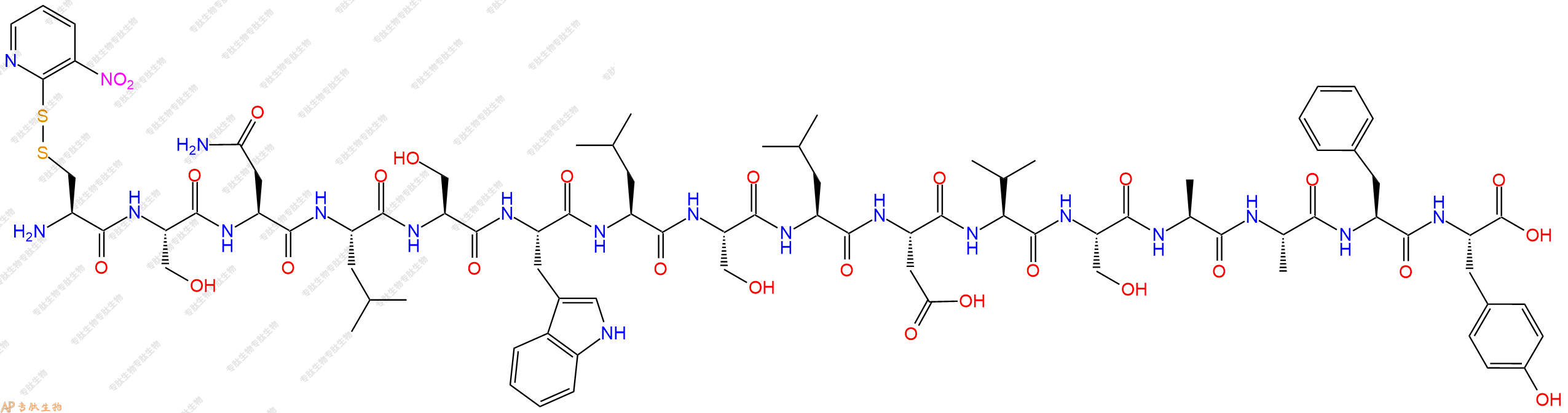 專肽生物產(chǎn)品H2N-Cys(Npys)-Ser-Asn-Leu-Ser-Trp-Leu-Ser-Leu-Asp-