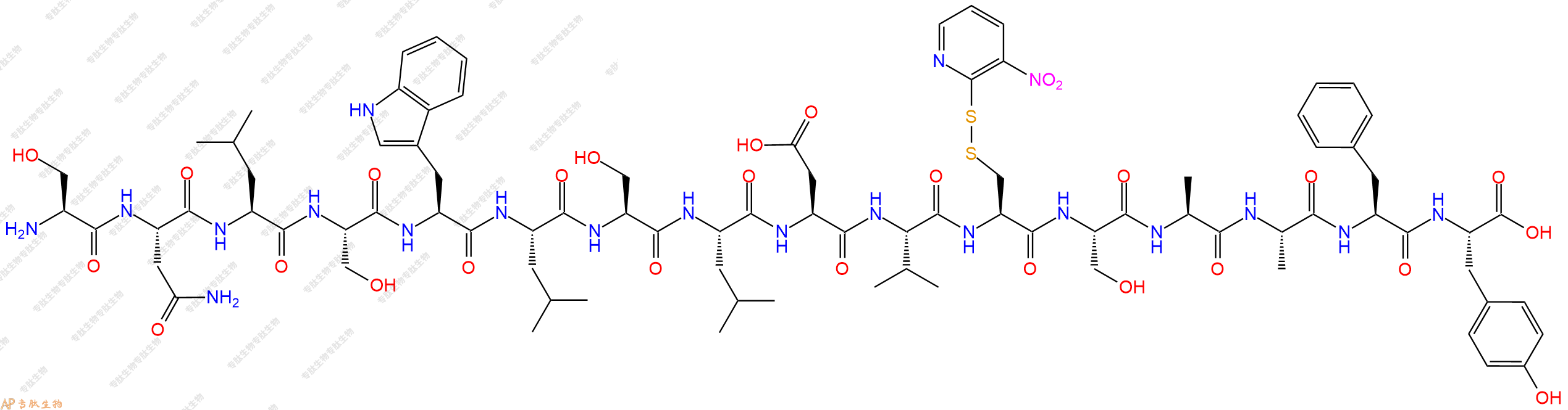 專肽生物產(chǎn)品H2N-Ser-Asn-Leu-Ser-Trp-Leu-Ser-Leu-Asp-Val-Cys(Np