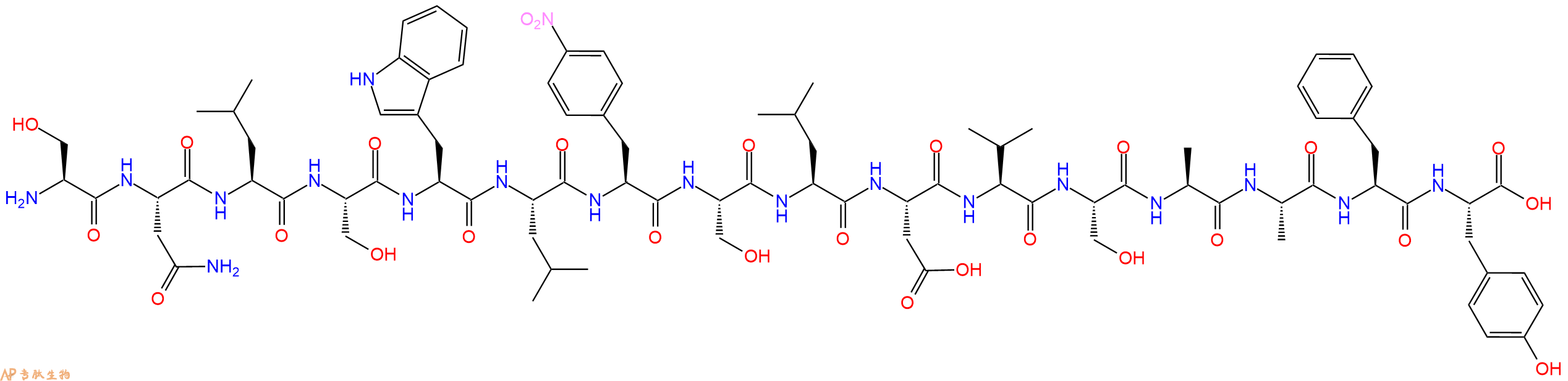 專肽生物產(chǎn)品H2N-Ser-Asn-Leu-Ser-Trp-Leu-Phe(4NO2)-Ser-Leu-Asp-