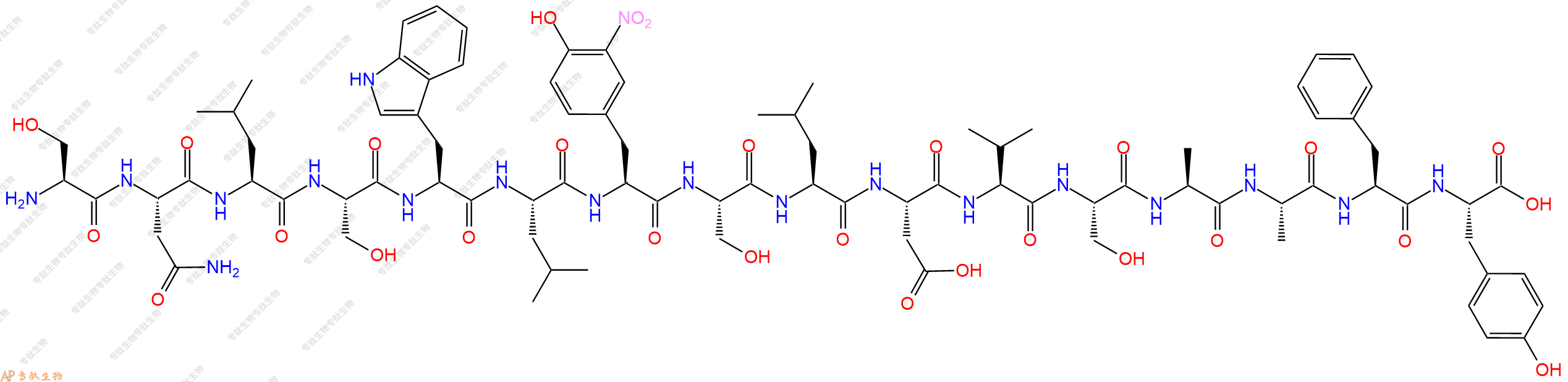 專肽生物產(chǎn)品H2N-Ser-Asn-Leu-Ser-Trp-Leu-Tyr(3NO2)-Ser-Leu-Asp-