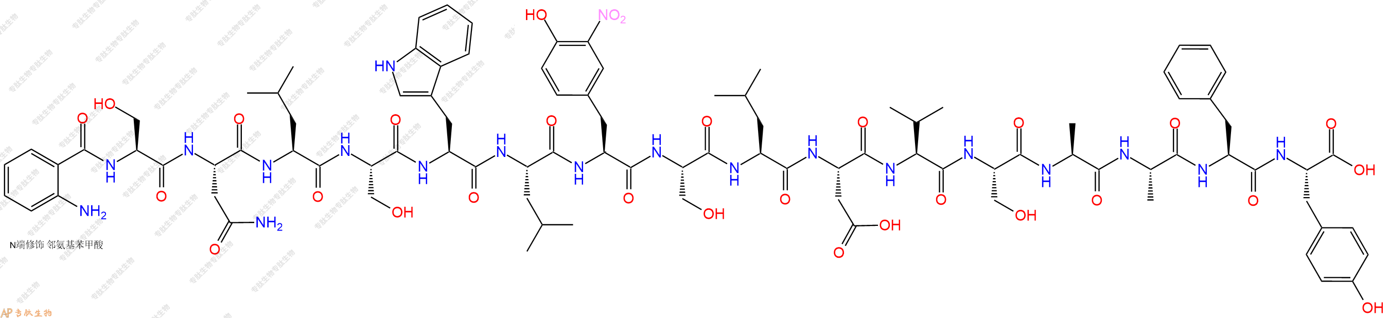 專肽生物產(chǎn)品Abz-Ser-Asn-Leu-Ser-Trp-Leu-Tyr(3NO2)-Ser-Leu-Asp-