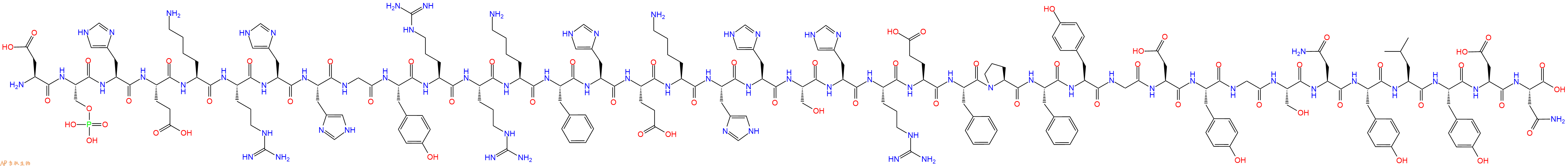 專肽生物產(chǎn)品H2N-Asp-Ser(PO3H2)-His-Glu-Lys-Arg-His-His-Gly-Tyr