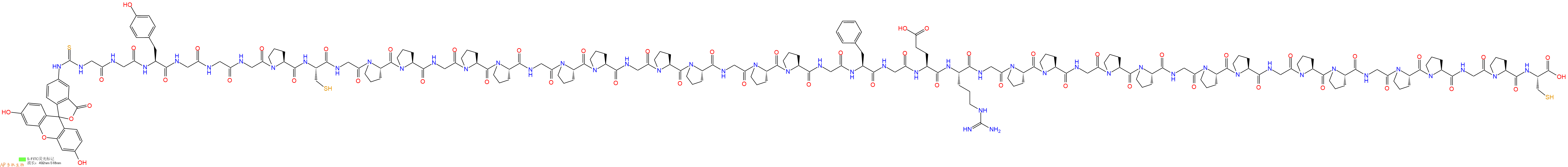 專肽生物產(chǎn)品5FITC-Gly-Gly-Tyr-Gly-Gly-Gly-Pro-Cys-Gly-Pro-Pro-