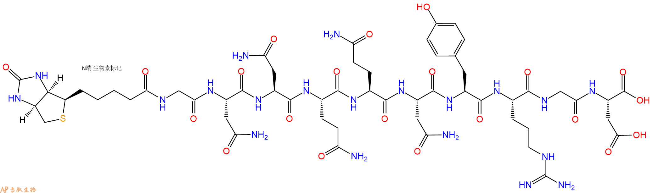 專(zhuān)肽生物產(chǎn)品Biotin-Gly-Asn-Asn-Gln-Gln-Asn-Tyr-Arg-Gly-Asp-COOH