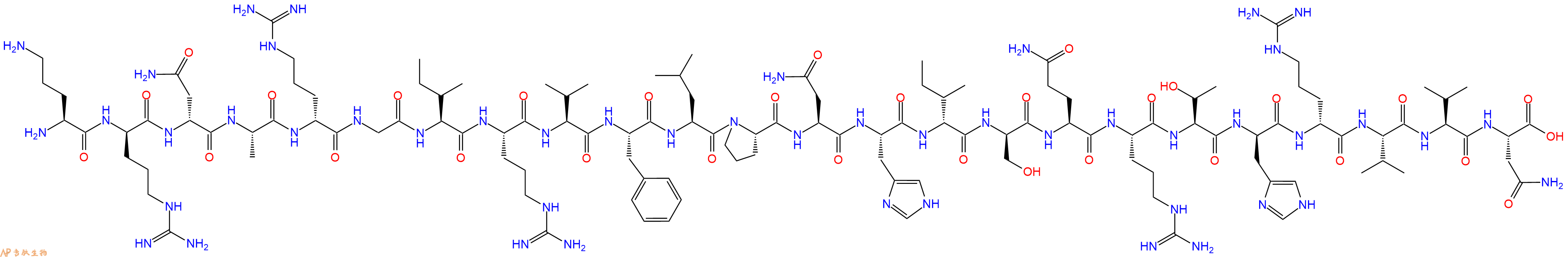 專肽生物產品H2N-Orn-DArg-DAsn-Ala-DArg-Gly-Ile-Arg-Val-Phe-Leu-Pro-Asn-His-DIle-DSer-Gln-Arg-Thr-DHis-DArg-Val-Val-Asn-COOH