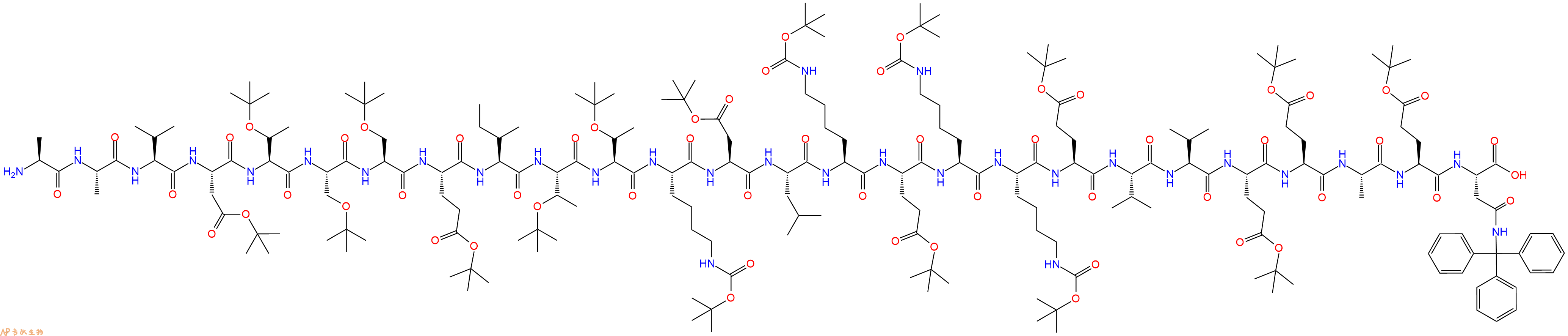 專肽生物產品H2N-Ala-Ala-Val-Asp(OtBu)-Thr(tBu)-Ser(tBu)-Ser(tBu)-Glu(OtBu)-Ile-Thr(tBu)-Thr(tBu)-Lys(Boc)-Asp(OtBu)-Leu-Lys(Boc)-Glu(OtBu)-Lys(Boc)-Lys(Boc)-Glu(OtBu)-Val-Val-Glu(OtBu)-Glu(OtBu)-Ala-Glu(OtBu)-Asn(Trt)-COOH