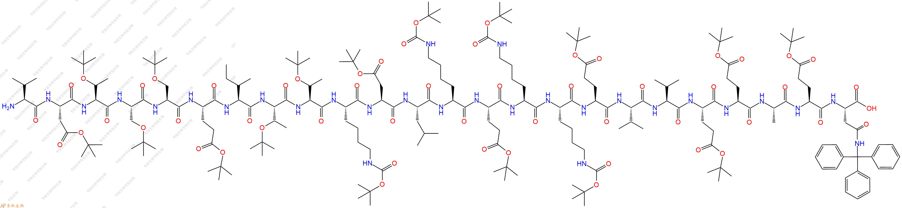 專肽生物產(chǎn)品H2N-Val-Asp(OtBu)-Thr(tBu)-Ser(tBu)-Ser(tBu)-Glu(OtBu)-Ile-Thr(tBu)-Thr(tBu)-Lys(Boc)-Asp(OtBu)-Leu-Lys(Boc)-Glu(OtBu)-Lys(Boc)-Lys(Boc)-Glu(OtBu)-Val-Val-Glu(OtBu)-Glu(OtBu)-Ala-Glu(OtBu)-Asn(Trt)-COOH