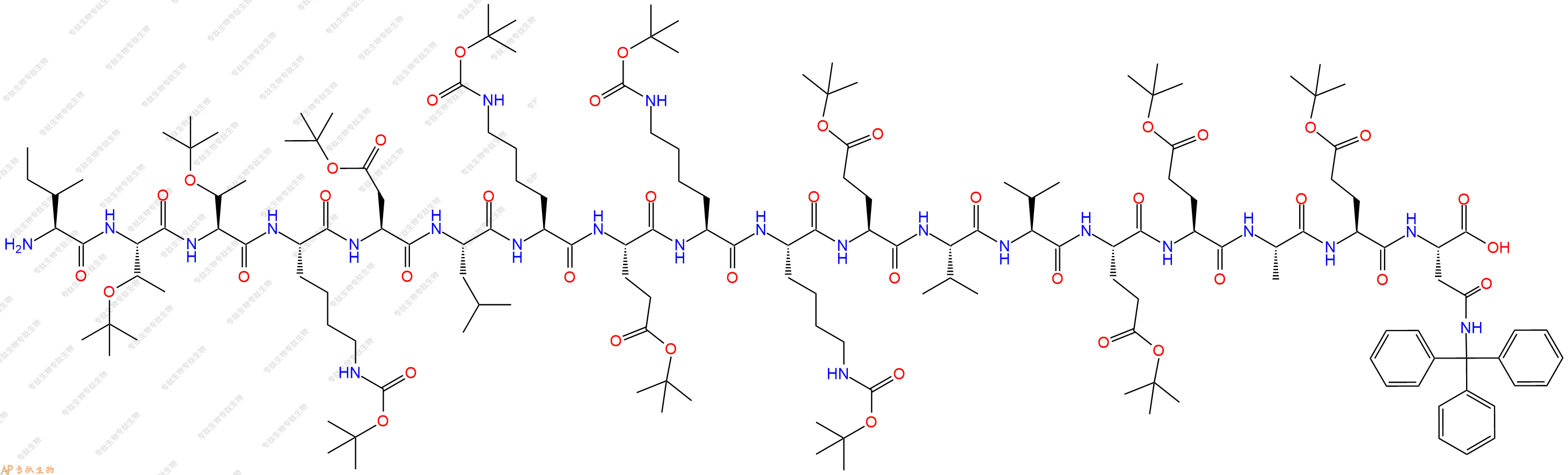 專(zhuān)肽生物產(chǎn)品H2N-Ile-Thr(tBu)-Thr(tBu)-Lys(Boc)-Asp(OtBu)-Leu-Lys(Boc)-Glu(OtBu)-Lys(Boc)-Lys(Boc)-Glu(OtBu)-Val-Val-Glu(OtBu)-Glu(OtBu)-Ala-Glu(OtBu)-Asn(Trt)-COOH