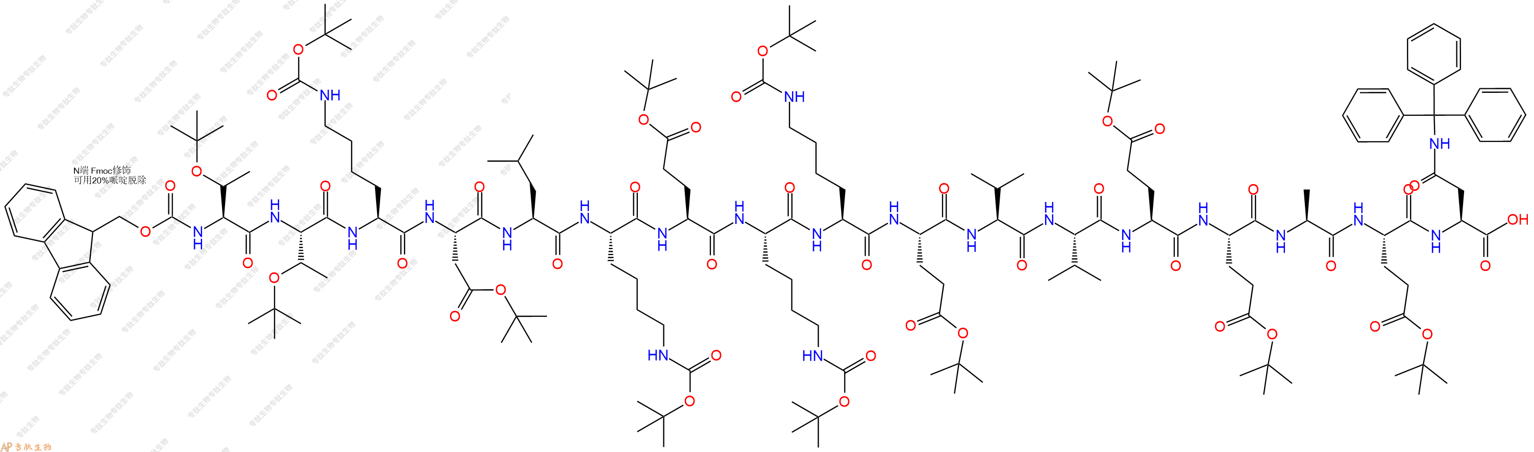 專(zhuān)肽生物產(chǎn)品Fmoc-Thr(tBu)-Thr(tBu)-Lys(Boc)-Asp(OtBu)-Leu-Lys(Boc)-Glu(OtBu)-Lys(Boc)-Lys(Boc)-Glu(OtBu)-Val-Val-Glu(OtBu)-Glu(OtBu)-Ala-Glu(OtBu)-Asn(Trt)-COOH