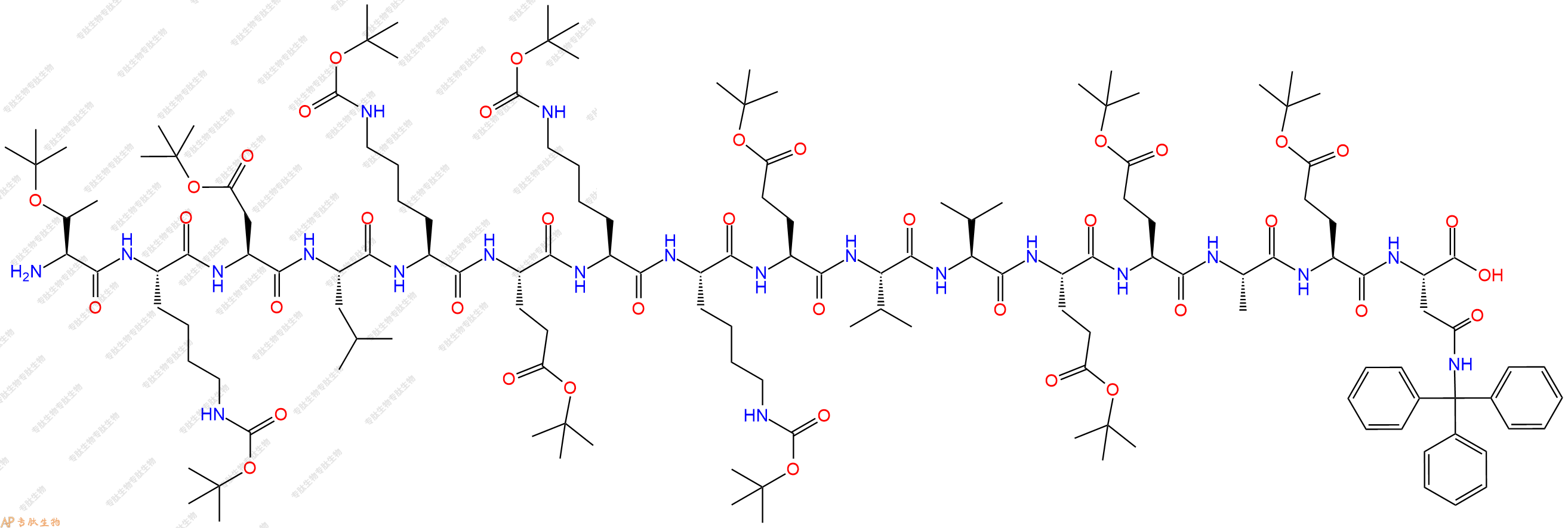 專(zhuān)肽生物產(chǎn)品H2N-Thr(tBu)-Lys(Boc)-Asp(OtBu)-Leu-Lys(Boc)-Glu(OtBu)-Lys(Boc)-Lys(Boc)-Glu(OtBu)-Val-Val-Glu(OtBu)-Glu(OtBu)-Ala-Glu(OtBu)-Asn(Trt)-COOH