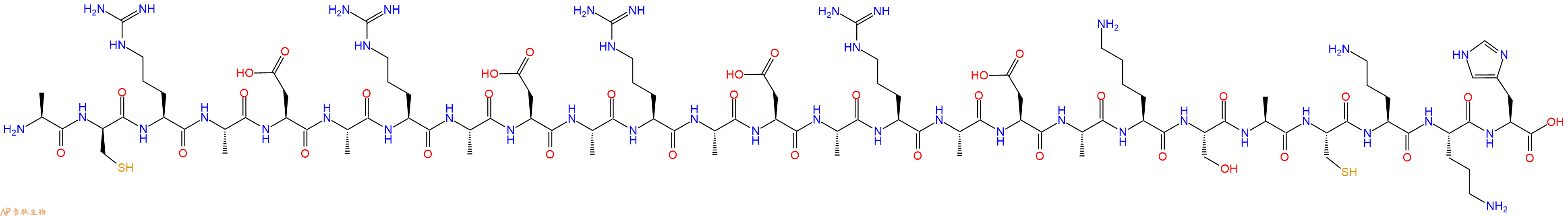 專肽生物產(chǎn)品H2N-Ala-DCys-Arg-Ala-Asp-Ala-Arg-Ala-Asp-Ala-Arg-Ala-Asp-Ala-Arg-Ala-Asp-Ala-Lys-Ser-Ala-Cys-Orn-Orn-His-COOH