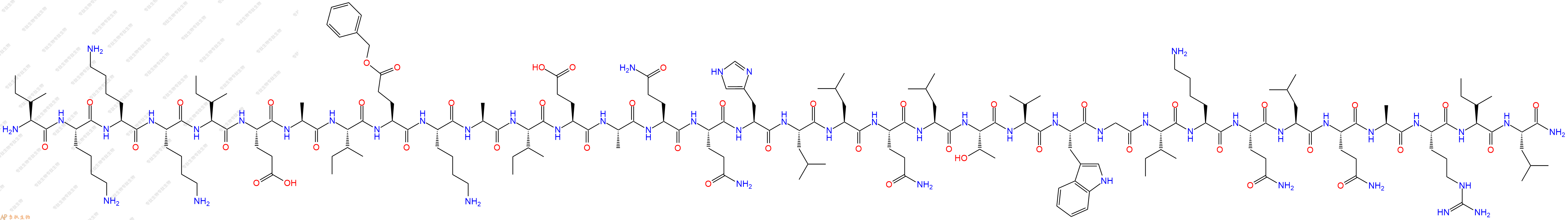 專(zhuān)肽生物產(chǎn)品H2N-Ile-Lys-Lys-Lys-Ile-Glu-Ala-Ile-Glu(OBzl)-Lys-Ala-Ile-Glu-Ala-Gln-Gln-His-Leu-Leu-Gln-Leu-Thr-Val-Trp-Gly-Ile-Lys-Gln-Leu-Gln-Ala-Arg-Ile-Leu-NH2