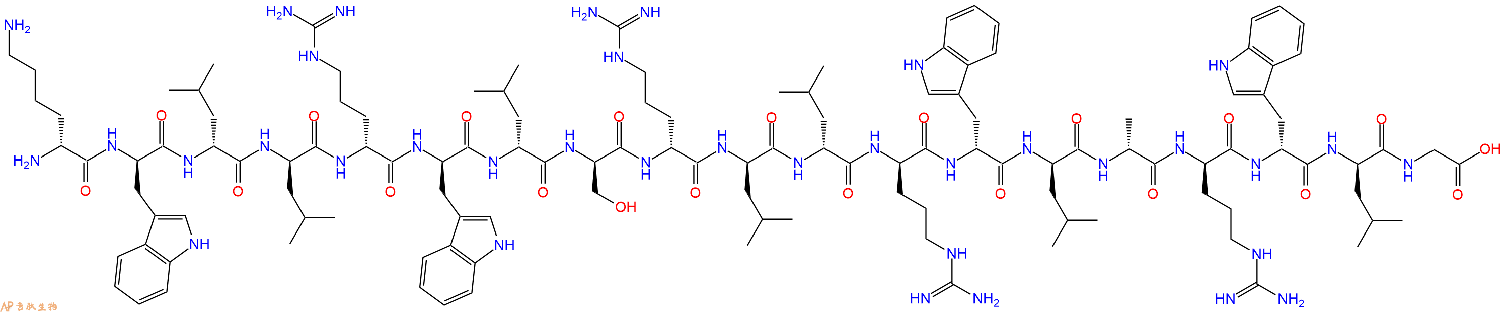 專(zhuān)肽生物產(chǎn)品H2N-DLys-DTrp-DLeu-DLeu-DArg-DTrp-DLeu-DSer-DArg-DLeu-DLeu-DArg-DTrp-DLeu-DAla-DArg-DTrp-DLeu-Gly-COOH