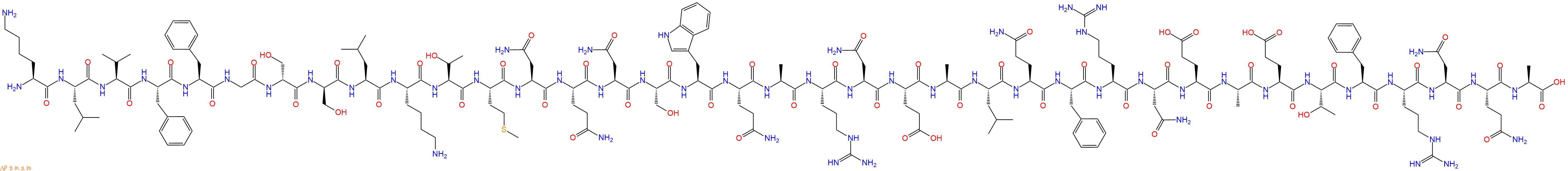 專肽生物產(chǎn)品H2N-Lys-Leu-Val-Phe-Phe-Gly-DSer-DSer-Leu-Lys-Thr-Met-Asn-Gln-Asn-Ser-Trp-Gln-Ala-Arg-Asn-Glu-Ala-Leu-Gln-Phe-Arg-Asn-Glu-Ala-Glu-Thr-Phe-Arg-Asn-Gln-Ala-COOH