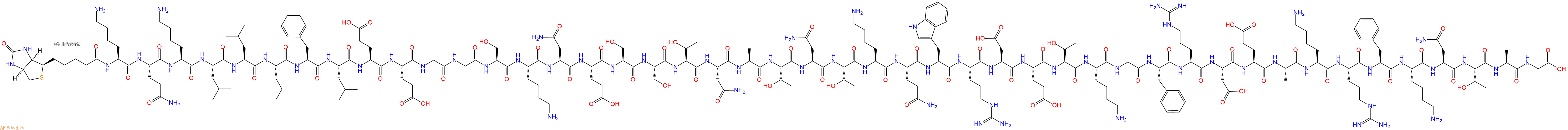 專肽生物產(chǎn)品Biotin-Lys-Gln-Lys-Leu-Leu-Leu-Phe-Leu-Glu-Glu-Gly-Gly-Ser-Lys-Asn-Glu-Ser-Ser-Thr-Asn-Ala-Thr-Asn-Thr-Lys-Gln-Trp-Arg-Asp-Glu-Thr-Lys-Gly-Phe-Arg-Asp-Glu-Ala-Lys-Arg-Phe-Lys-Asn-Thr-Ala-Gly-COOH