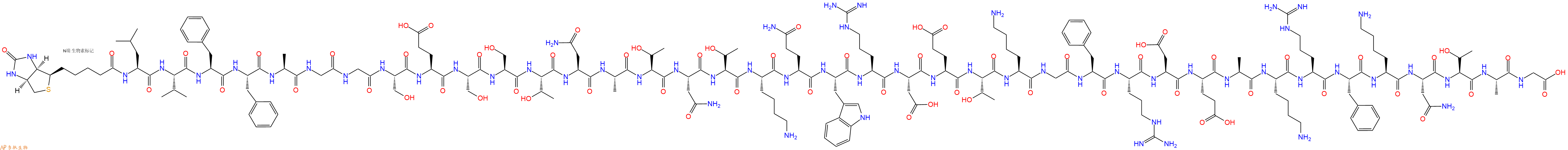 專肽生物產(chǎn)品Biotin-Leu-Val-Phe-Phe-Ala-Gly-Gly-Ser-Glu-Ser-Ser-Thr-Asn-Ala-Thr-Asn-Thr-Lys-Gln-Trp-Arg-Asp-Glu-Thr-Lys-Gly-Phe-Arg-Asp-Glu-Ala-Lys-Arg-Phe-Lys-Asn-Thr-Ala-Gly-COOH