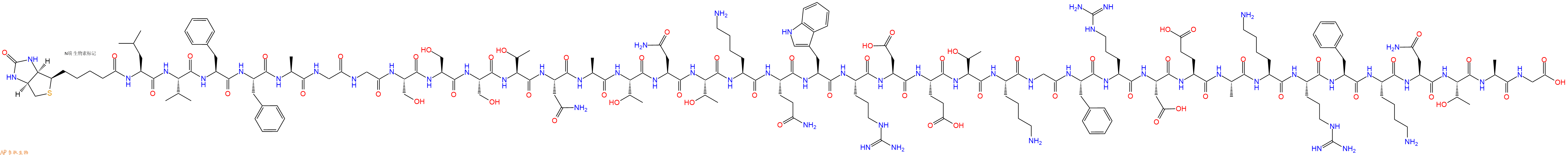 專肽生物產品Biotin-Leu-Val-Phe-Phe-Ala-Gly-Gly-Ser-Ser-Ser-Thr-Asn-Ala-Thr-Asn-Thr-Lys-Gln-Trp-Arg-Asp-Glu-Thr-Lys-Gly-Phe-Arg-Asp-Glu-Ala-Lys-Arg-Phe-Lys-Asn-Thr-Ala-Gly-COOH