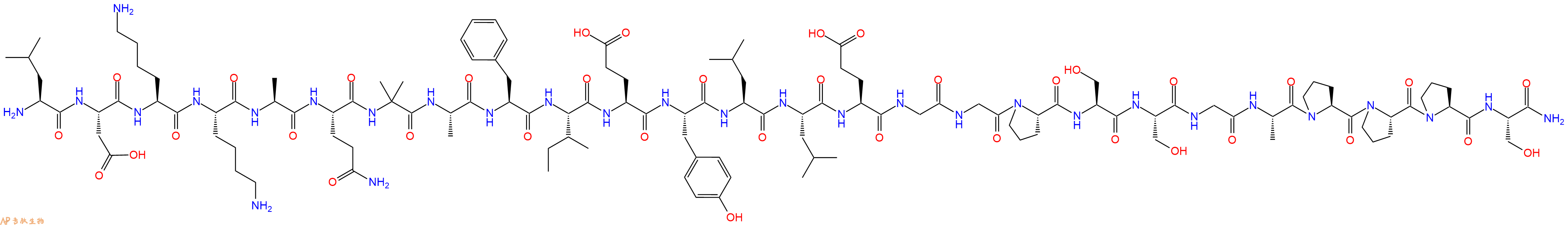 專肽生物產(chǎn)品H2N-Leu-Asp-Lys-Lys-Ala-Gln-Aib-Ala-Phe-Ile-Glu-Tyr-Leu-Leu-Glu-Gly-Gly-Pro-Ser-Ser-Gly-Ala-Pro-Pro-Pro-Ser-NH2