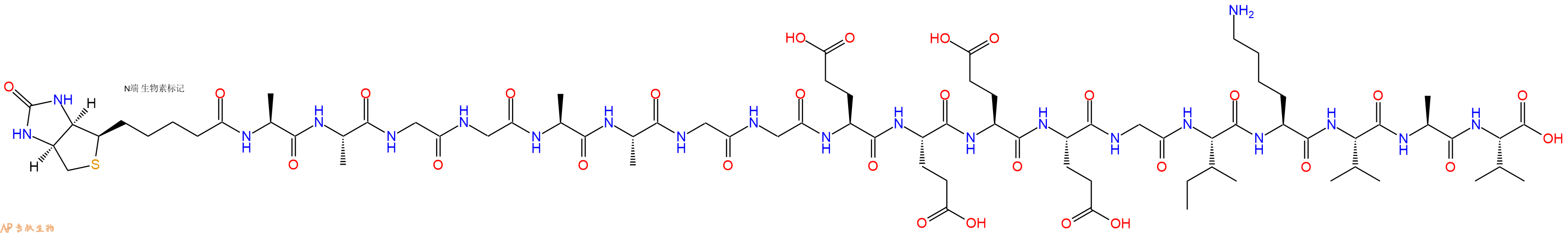 專肽生物產(chǎn)品Biotin-Ala-Ala-Gly-Gly-Ala-Ala-Gly-Gly-Glu-Glu-Glu-Glu-Gly-Ile-Lys-Val-Ala-Val-COOH