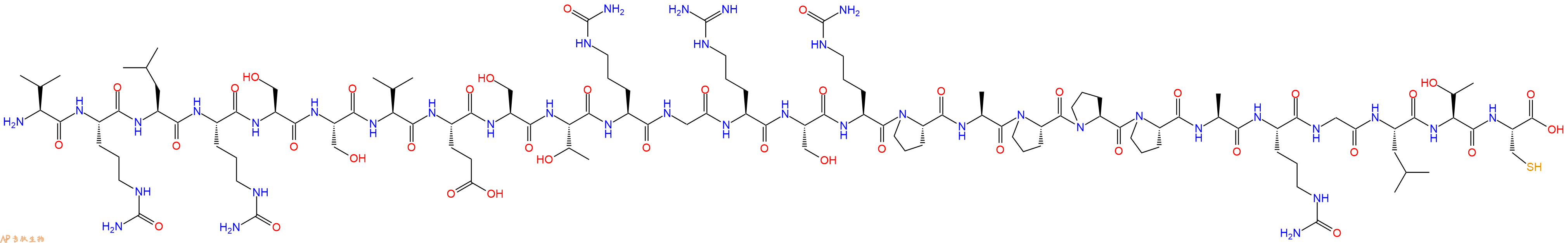 專肽生物產(chǎn)品H2N-Val-Cit-Leu-Cit-Ser-Ser-Val-Glu-Ser-Thr-Cit-Gly-Arg-Ser-Cit-Pro-Ala-Pro-Pro-Pro-Ala-Cit-Gly-Leu-Thr-Cys-COOH