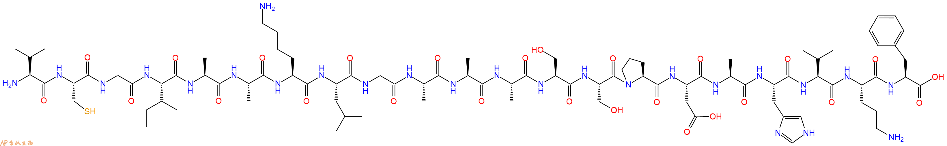 專肽生物產(chǎn)品H2N-Val-Cys-Gly-Ile-Ala-Ala-Lys-Leu-Gly-Ala-Ala-Ala-Ser-Ser-Pro-Asp-Ala-His-Val-Orn-Phe-COOH