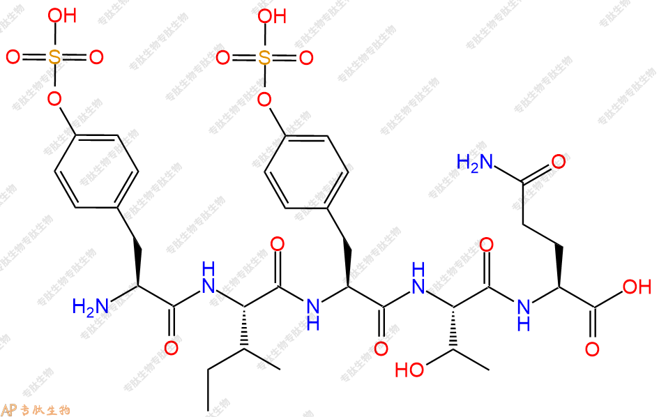 專肽生物產(chǎn)品H2N-Tyr(SO3H)-Ile-Tyr(SO3H)-Thr-Gln-COOH