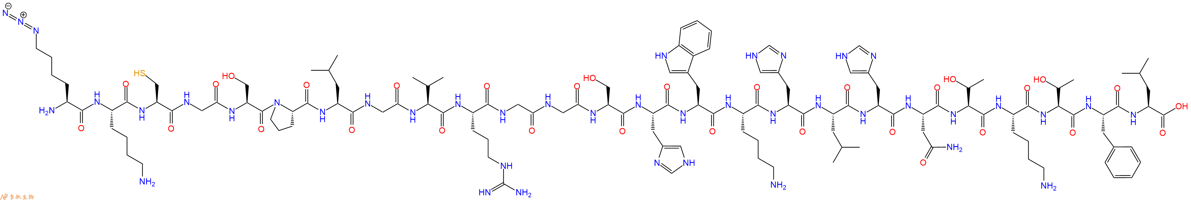 專肽生物產(chǎn)品H2N-Lys(N3)-Lys-Cys-Gly-Ser-Pro-Leu-Gly-Val-Arg-Gly-Gly-Ser-His-Trp-Lys-His-Leu-His-Asn-Thr-Lys-Thr-Phe-Leu-COOH